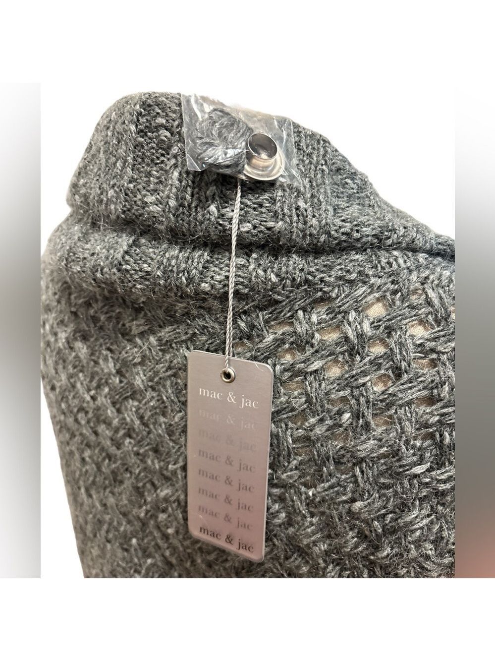 NWT 90s MAC & JAC COTTON BLEND OPEN KNIT SLOUCHY CARDIGAN SATIN BOW CLOSURE XL - Picture 6 of 7